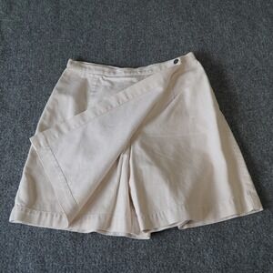 Liz Claiborne Striped Cotton Wrap Skirt Shorts Size‎ 8 Beige Casual